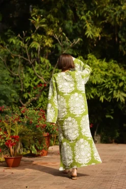Doha Caftan in Green Bouquet
