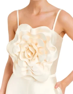 Dominique Flower Top in Ivory