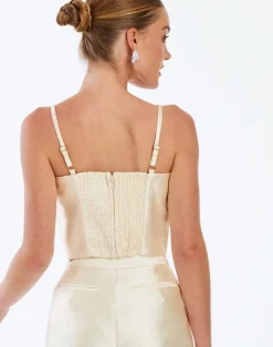 Dominique Flower Top in Ivory