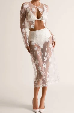 Dominique Midi Skirt in Ivory