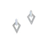 Double Diamond Stud Earrings in White Enamel