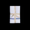 Double Piped Linen Napkins in White, Set of Four
