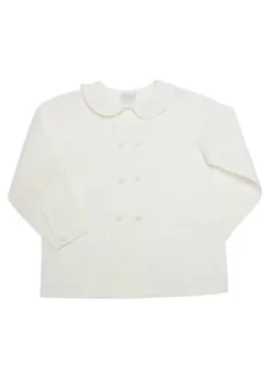 Double-Breasted Peter Pan Collar Shirt in White