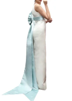 Double-Faced Italian Satin Gown with Something Blue Half Bow