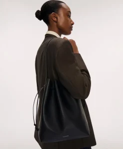 Drawstring Cabas in Black