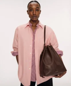 Drawstring Cabas in Oxblood