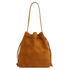 Drawstring Cabas in Saddle Suede