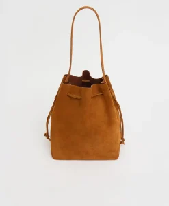 Drawstring Cabas in Saddle Suede