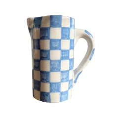 Drink Me Jug & Vase In Blue Checkerboard