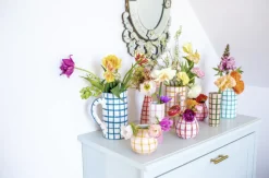 Drink Me Jug & Vase in Capri Blue Gingham