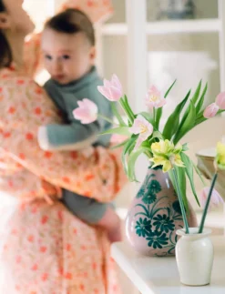 Drop It Like It's Hot Vase In Lilac & Green Floral Design