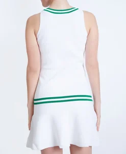 Drop Waist Stripe Knit Dress in White