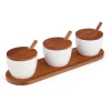 Duets Triple Condiment Server with Lids & Spoons