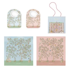 Duo In Bloom Carre & Satin Bib Set