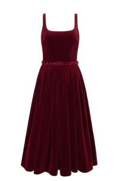 Eagle Dress in Burgundy Wind Velvet