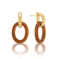 Earth Goddess Link Drop Earrings in Teak