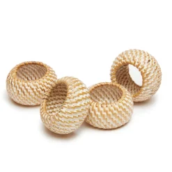 Eclipse Napkin Ring in Whitewash, Set of 4