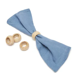 Eclipse Napkin Ring in Whitewash, Set of 4