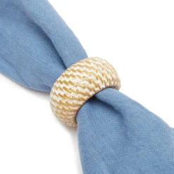 Eclipse Napkin Ring in Whitewash, Set of 4