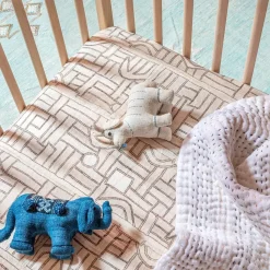 Ecru Maze Kuba Cloth Crib Sheet