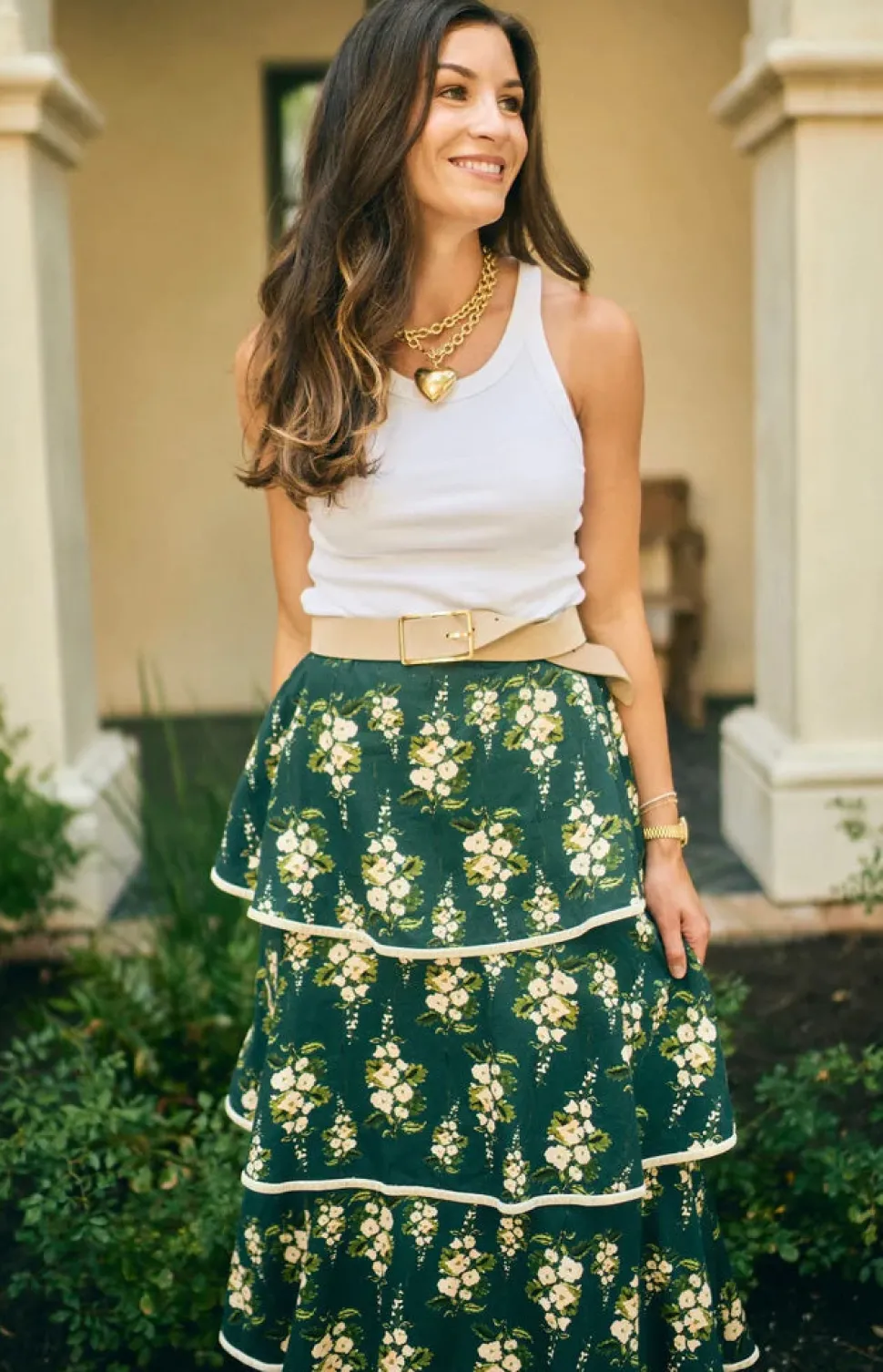 EDDY x Mckenzie Depinto Kenz Skirt in Deep Green & Floral