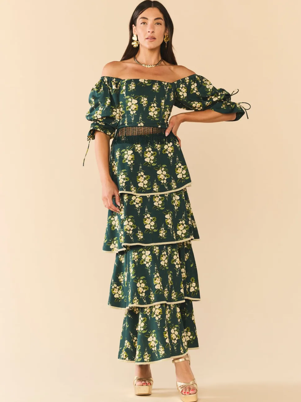 EDDY x Mckenzie Depinto Kenz Skirt in Deep Green & Floral
