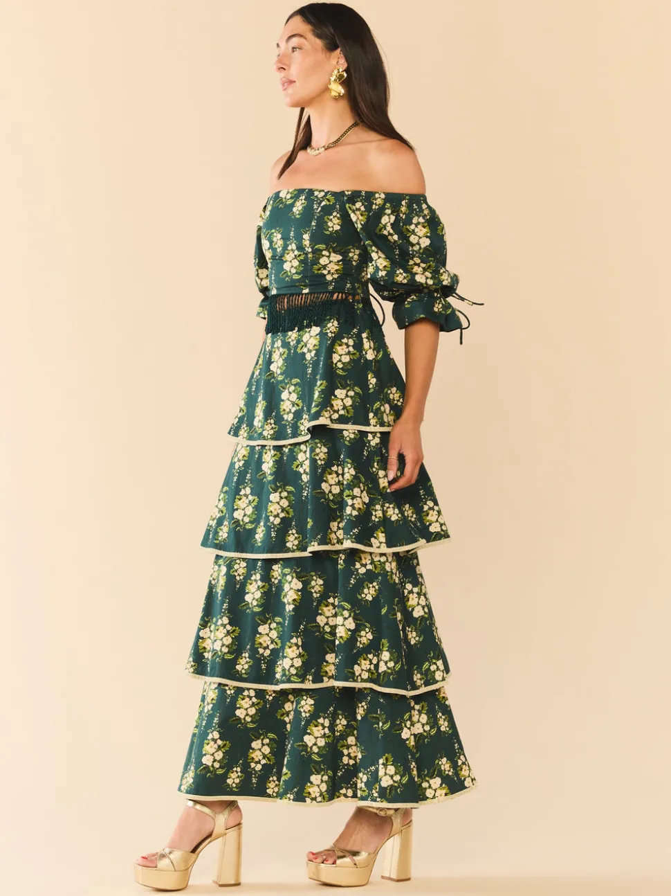 EDDY x Mckenzie Depinto Kenz Skirt in Deep Green & Floral