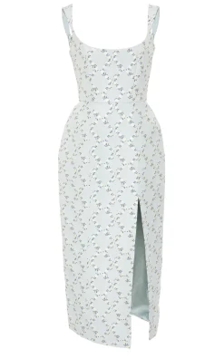 Edward Blue Floral Corset Dress