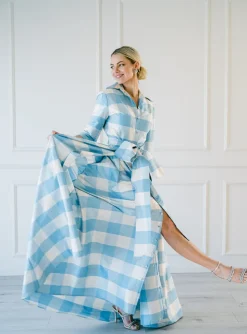 Effortlessly Elegant Gown in Large Blue Check