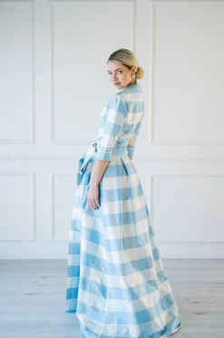 Effortlessly Elegant Gown in Large Blue Check