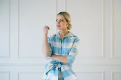 Effortlessly Elegant Gown in Large Blue Check