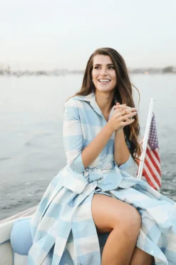 Effortlessly Elegant Gown in Large Blue Check