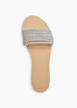 Eleni Vegetable Tanned Leather Sandal in Silver Cystal