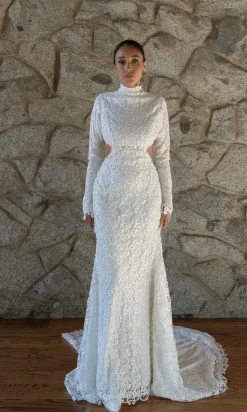 Elia Long Sleeve Open Back Lace Wedding Dress
