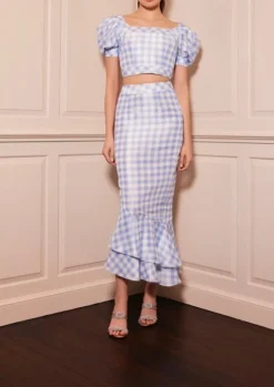 Elise Cornflower Gingham Top