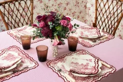 Elise Placemat and Napkin Set in Toile de Jouy Burgundy