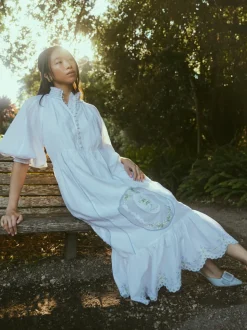Eliza Maxi Dress in White Whimsy