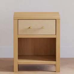 Eloise Assembled Nightstand in Honey and Performance Sand Eco-Weave