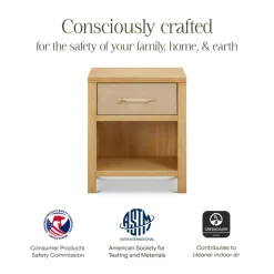 Eloise Assembled Nightstand in Honey and Performance Sand Eco-Weave