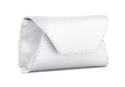Eloise Clutch Small in Pegasus White IDRO Treated Satin