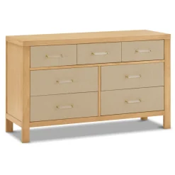 Eloise 7-Drawer Assembled Dresser in Honey and Performance Sand Eco-Weave