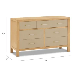 Eloise 7-Drawer Assembled Dresser in Honey and Performance Sand Eco-Weave