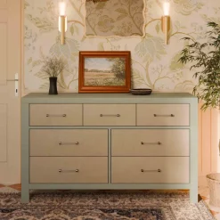 Eloise 7-Drawer Assembled Dresser in French Sage and Performance Sand Eco-Weave