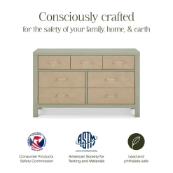 Eloise 7-Drawer Assembled Dresser in French Sage and Performance Sand Eco-Weave