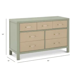 Eloise 7-Drawer Assembled Dresser in French Sage and Performance Sand Eco-Weave