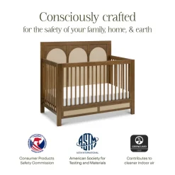 Eloise 4-in-1 Convertible Crib in Natural Walnut & Performance Sand Eco-Weave