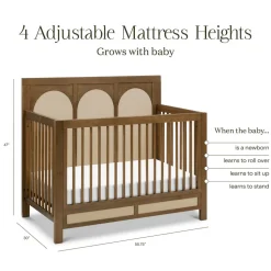 Eloise 4-in-1 Convertible Crib in Natural Walnut & Performance Sand Eco-Weave