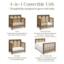 Eloise 4-in-1 Convertible Crib in Natural Walnut & Performance Sand Eco-Weave