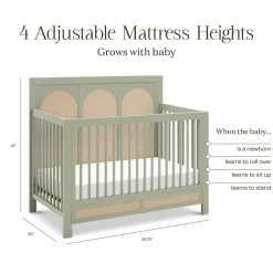 Eloise 4-in-1 Convertible Crib in French Sage and Performance Sand Eco-Weave