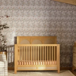 Eloise 4-in-1 Convertible Crib in Honey and Performance Sand Eco-Weave